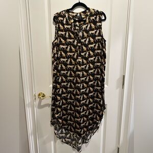 Acrobat Black and Gold Animal Pattern Midi Dress